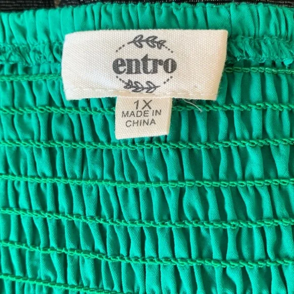 Entro Puffy Sleeve Babydoll Top Green - Picture 7 of 9